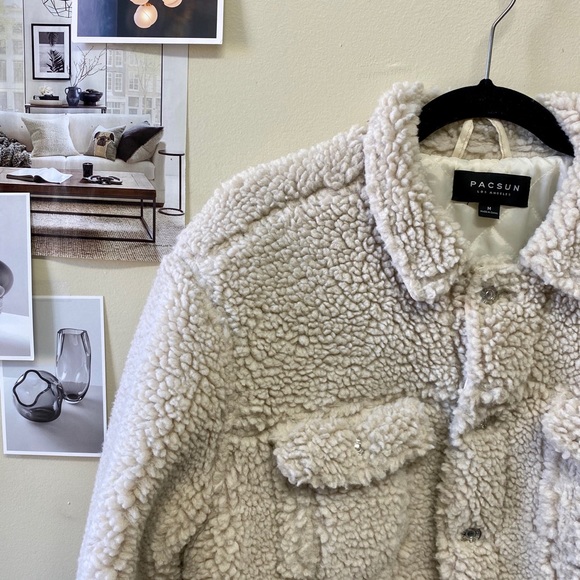 PacSun Cream Sherpa Jacket | Size M - Picture 5 of 8